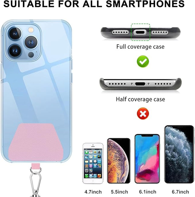 SHANSHUI Phone Lanyard, Crossbody Cell Phone Tether Pads Compatible with iPhone & All Smartphones in Full Cover Cases Black Pink