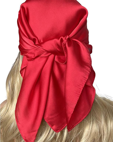 CHUNG Women's Square Satin Scarf 27.5" Bandanas Solid 50s Retro Neck Scarves Emulation Silk Handbag Hair Ribbons Necktie