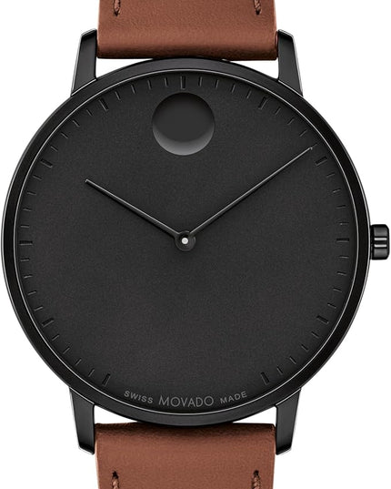 Movado Face Men's Luxury Quartz Watch - Swiss Movement - Water Resistance 30 Meters (3ATM) - Elegant Timepiece - Gift for Him - 41mm
