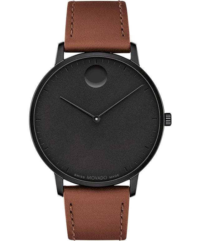 Movado Face Men's Luxury Quartz Watch - Swiss Movement - Water Resistance 30 Meters (3ATM) - Elegant Timepiece - Gift for Him - 41mm