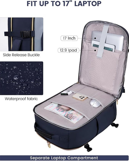 LOVEVOOK 40L Travel Backpack for Women & Men, Airline Approved Carry On Luggage with 3 Packing Cubes, TSA Overnight Bags, Waterproof Personal Item Bag, Weekender Essentials Backpacks fits 17" Laptop