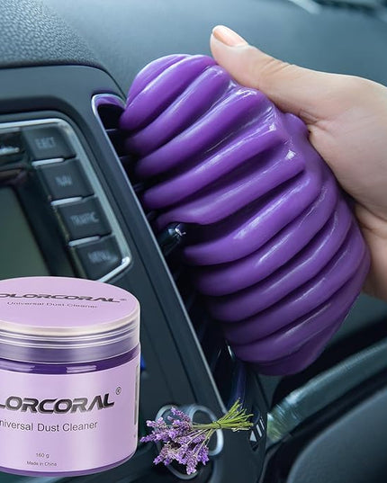 ColorCoral Cleaning Gel for Car Universal Gel Cleaner Auto Detailing Car Vent Keyboard Cleaning Putty Car Interior Cleaner Dashboard Dust Remover Putty Auto Duster Cleaning Kit 160G - Purple