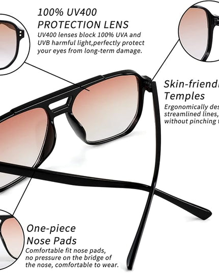 FEISEDY Retro Square Aviator Sunglasses Women Men 70s Vintage Trendy Plastic Frame Sun Glasses B2835