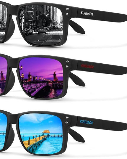 KUGUAOK Polarized Square Sunglasses For Men and Women Matte Finish Sun Glasses UV Protection Glasses
