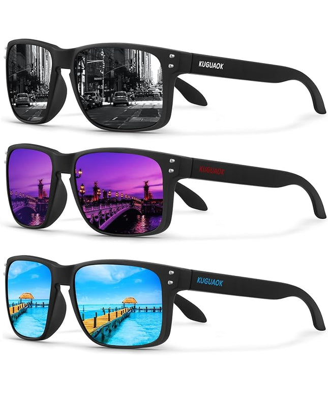 KUGUAOK Polarized Square Sunglasses For Men and Women Matte Finish Sun Glasses UV Protection Glasses
