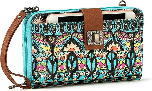 Sakroots Artist Circle Smartphone Crossbody in Coated Canvas, Detachable Wristlet Strap