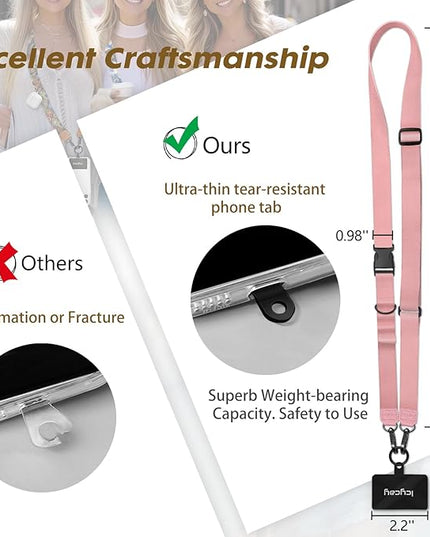 Phone Lanyard Crossbody, Cell Phone Strap for Around The Neck Adjustable, Cute Lanyard for iPhone Case ID Holder Keys Accessories Travel Essential