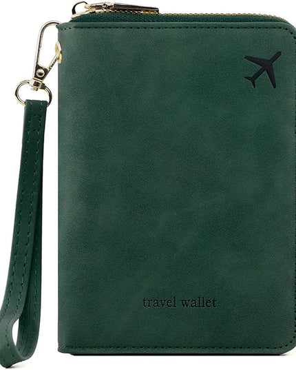 Passport Holder for Travel Women and Men RFID Passport Holder with Card Slots Holder Passport Case Passport cover Passport Wallet Travel Essentials and Accessories (Short Zipper, SZH-Green)