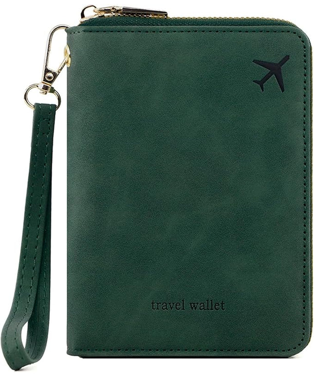 Passport Holder for Travel Women and Men RFID Passport Holder with Card Slots Holder Passport Case Passport cover Passport Wallet Travel Essentials and Accessories (Short Zipper, SZH-Green)