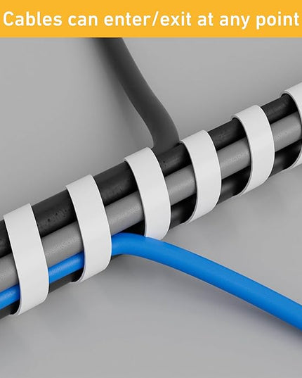 D-Line 8.2ft White Cord Wrap, Spiral Cable Sleeve, Expands 0.39-1.5in Diameter, Wrap by Hand - White