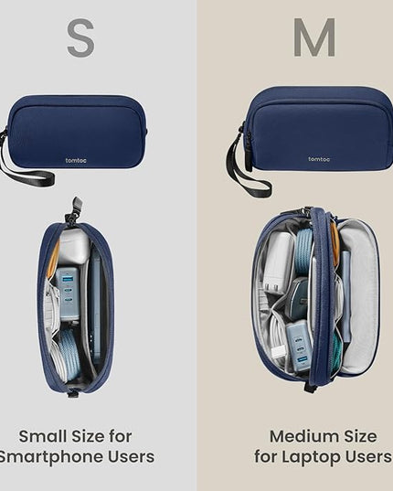 tomtoc Electronics Organizer Travel Case, Water Resistant Travel Bag Cable Organizer for Essentials, Tech Pouch Accessories Carry Storage for Cord, Phone, Cables, Airpods, USB Flash Drive, Daily Items