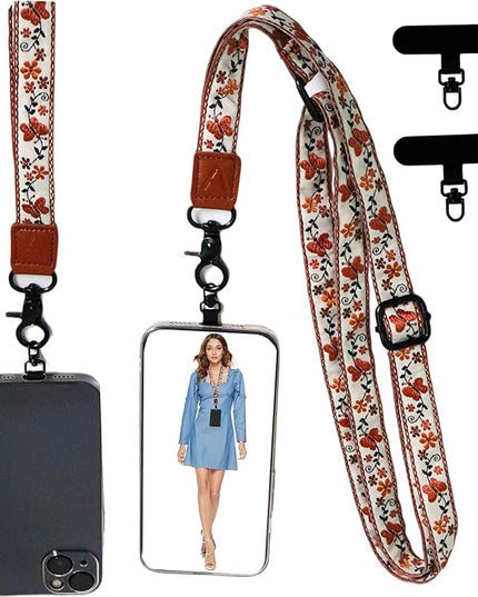 Adjustable Lanyard for Phone, Camera, Name Tags, ID card, Keychain and Wristlet Straps with 2 phone pads(Black)