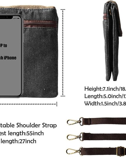 Women's Small Crossbody Bags Canvas Cellphone Purse Coin Pouch Wallet Mini Shoulder Handbags Wristlet Clutch
