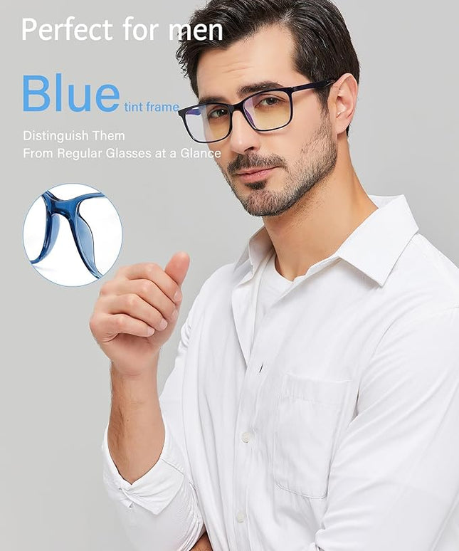 ANRRI Blue Light Blocking Glasses, Anti Eyestrain Lens Lightweight Frame Eyeglasses, Blue, Men/Women