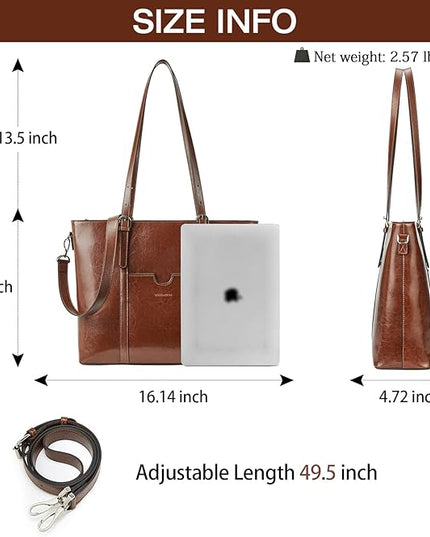 BOSTANTEN Leather Laptop Bag Work Tote for Women Shoulder Handbag Briefcase 15.6 inch Satchel Computer Bag
