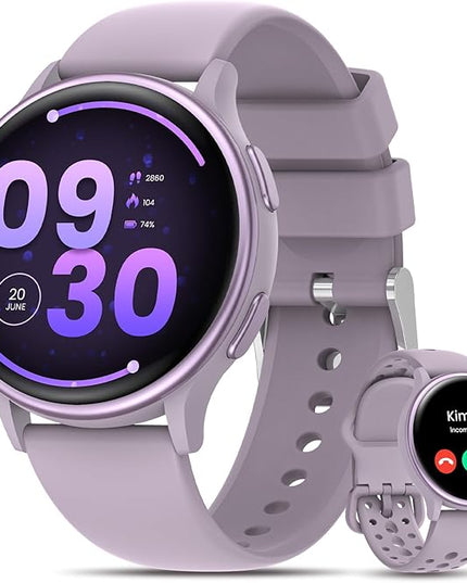 Smart Watches for Women(Answer/Make Calls), 1.27'' AMOLED Screen Activity Trackers with Heart Rate/Sleep/SpO2 Monitor, Smartwatch for iPhone/Samsung/Android,120+ Sport IP68 Fitness Watch 2Bands Violet