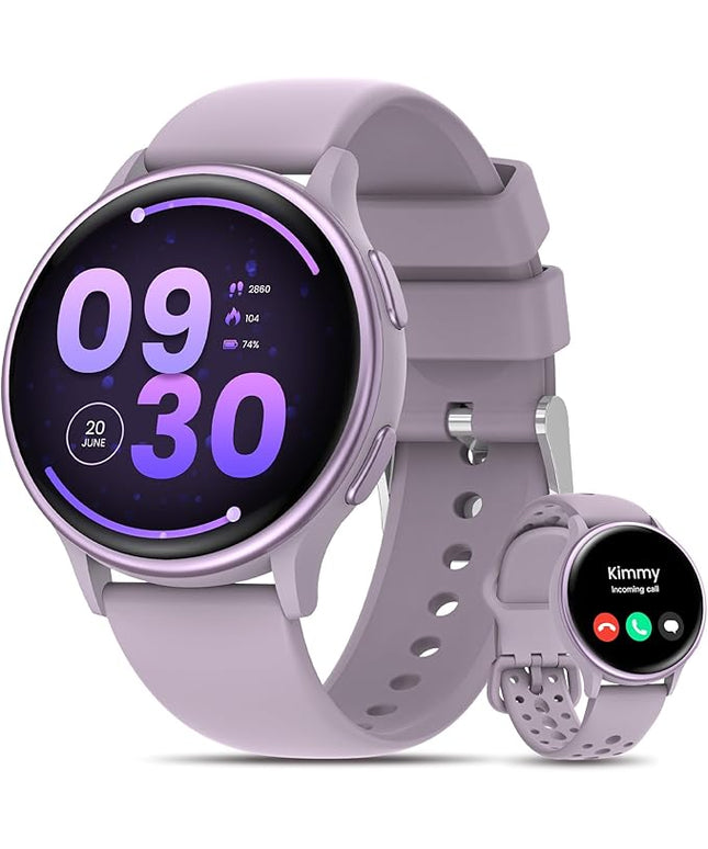 Smart Watches for Women for iPhone/Samsung/Android(Answer/Make Calls),1.27'' AMOLED Screen Activity Fitness Trackers with Heart Rate/Sleep/SpO2 Monitor,120+ Sport Modes IP68 Fitness Watch 2Band Purple
