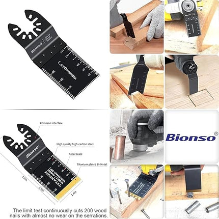 Bionso 120PCS Oscillating Tool Blade, Professional Universal Titanium Multitool Blades for Wood Metal, Multi Tool Blades Kits, Oscillating Saw Blades Fit Dewalt Ryobi Milwaukee Rockwell Fein Makita