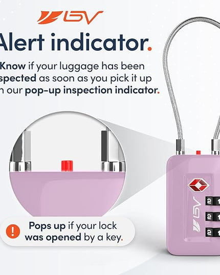 TSA Accepted Luggage Travel Lock, Set-Your-Own Combination Lock for School Gym Locker, Luggage Suitcase Baggage Locks, Filing Cabinets, Toolbox, Case (Purple, 2 Pack)