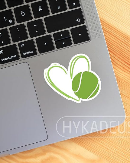 (3Pcs) Tennis Stickers Waterproof Vinyl Tennis Heart Decals for Water Bottle, Tumbler, Laptop, Phone Case, Poster Board, Scrapbooking, Team Players, Coach, 3" x 2.8"