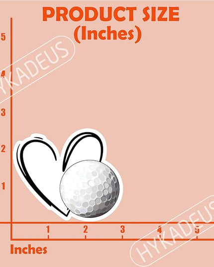 (3Pcs) Golf Ball Stickers Golf Ball Heart Vinyl Decals Waterproof Sticker for Water Bottle, Tumbler, Laptop, Phone Case, Poster Board, Scrapbooking, Players, Coach, 3" x 2.8"