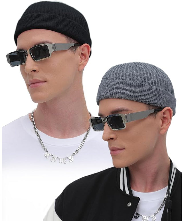 ROYBENS Thin Swag Wool Short Fisherman Beanie for Men Women, Knit Cuff Trawler Beanie Watch Hat, Soft Spring Fall Skull Cap