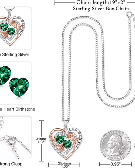 Iefil Christmas Gifts for Women - Sterling Silver Birthstone Necklace Anniversary Birthday Gifts for Her Wife Mom Daughter
