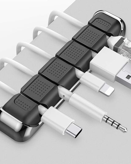 AHASTYLE Cable Organizer Holder 5 Slots Desktop Cord Wire Clips Keeper for Organizing USB Cable/Power Cord/Wire Home Office and Car (Black)