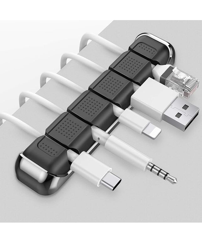 AHASTYLE Cable Organizer Holder 5 Slots Desktop Cord Wire Clips Keeper for Organizing USB Cable/Power Cord/Wire Home Office and Car (Black)