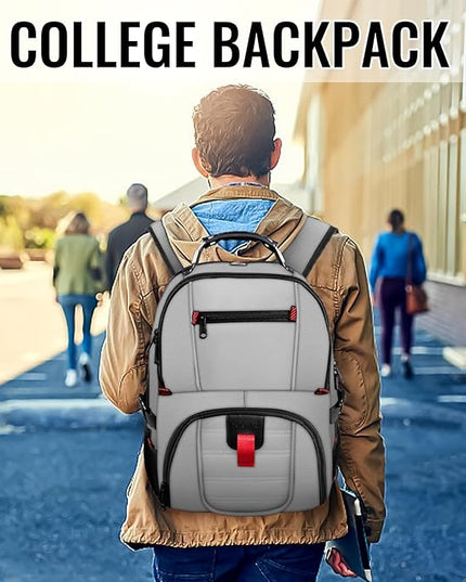 YOREPEK Travel Backpack, Extra Large 50L Laptop Backpacks for Men Women, Water Resistant College Backpack Airline Approved Business Work Bag with USB Charging Port Fits 17 Inch Computers, Light Grey