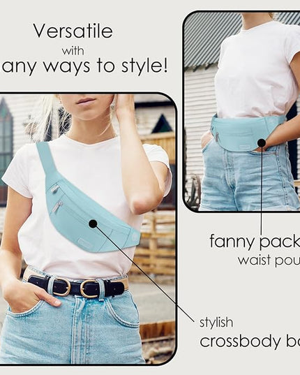 MAXTOP Large Crossbody Fanny Pack with 4-Zipper Pockets,Gifts for Enjoy Sports Festival Workout Traveling Running Casual Hands-Free Wallets Waist Pack Phone Bag Carrying All Phones