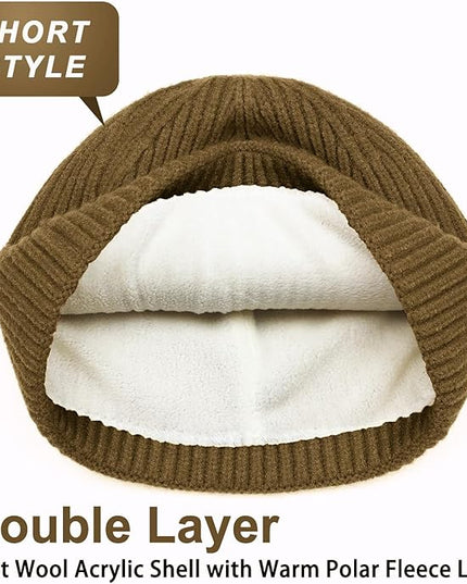 ROYBENS Swag Wool Knit Cuff Short Fisherman Beanie for Men Women, Winter Warm Hats