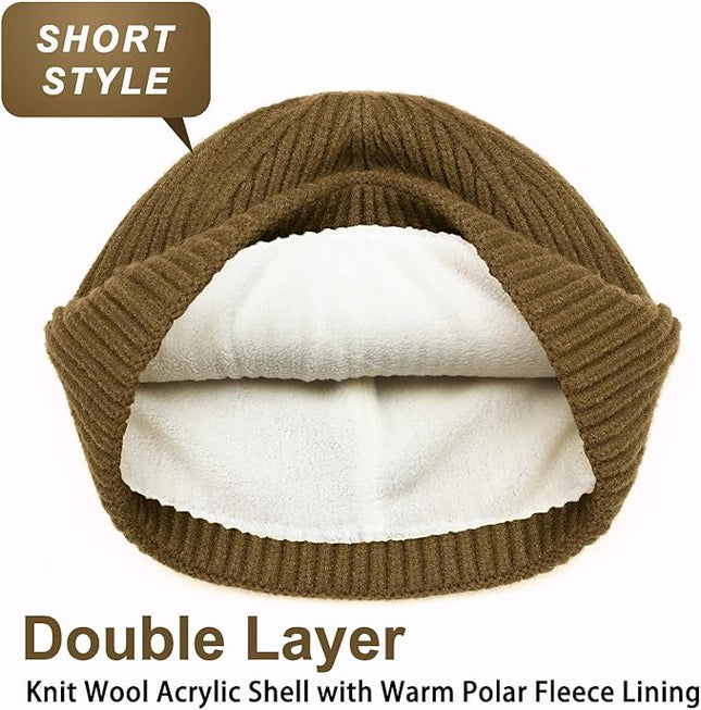 ROYBENS Swag Wool Knit Cuff Short Fisherman Beanie for Men Women, Winter Warm Hats