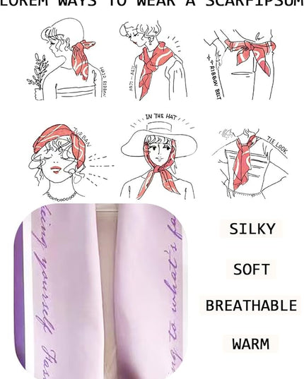 Head Scarf Purse Handle Neck Satin Hair Scarfs For Bag Lightweight Silky Long Thin Women's Fashion Scarves 59 * 5.9”