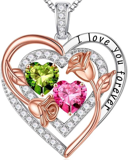 Iefil Christmas Gifts for Women - Sterling Silver Birthstone Necklace Anniversary Birthday Gifts for Her Wife Mom Daughter