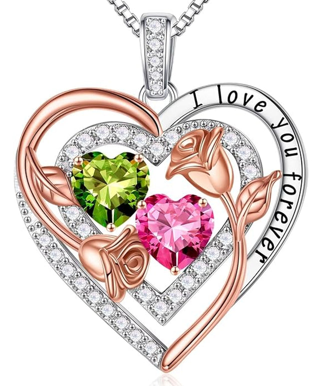 Iefil Christmas Gifts for Women - Sterling Silver Birthstone Necklace Anniversary Birthday Gifts for Her Wife Mom Daughter