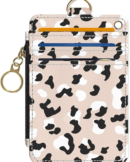 Slim Wallet Credit Card Holder, Brown Milk Pattern, RFID Wallet Women Cute Small Front Pocket Wallet With Zipper, PU Leather Thin travel RFID Blocking Card Case ID Window,Ladies Gifts