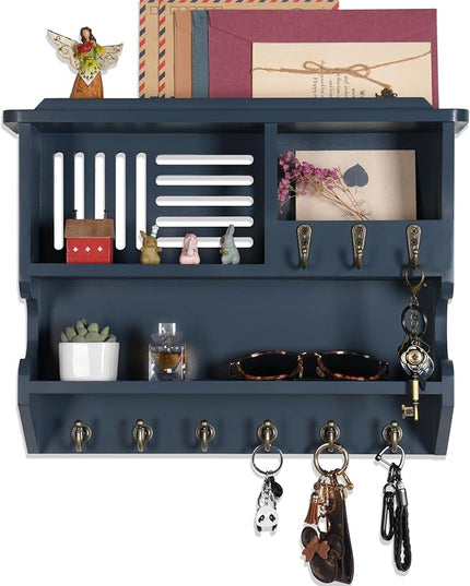 Mutsault Key Holder for Wall, Mail and Key Holder for Home Decor, Key and Mail Holder for Wall with Key Hooks, Gray