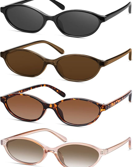 Retro Oval Cat Eye Sunglasses for Women Y2k Designer Trendy Narrow Shades UV protection Sun Glasses