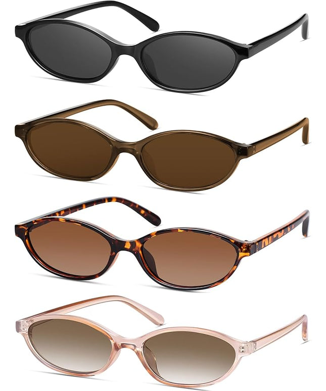 Retro Oval Cat Eye Sunglasses for Women Y2k Designer Trendy Narrow Shades UV protection Sun Glasses