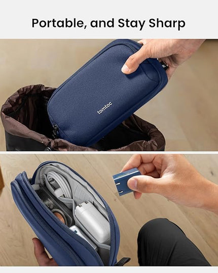 tomtoc Electronic Organizer Travel Case, Water Resistant Dual Compartment Tech Pouch Cable Organization Storage Bag for Charger, Cord, Phone, Hard Drive, Power Bank, Accessories Travel Essentials