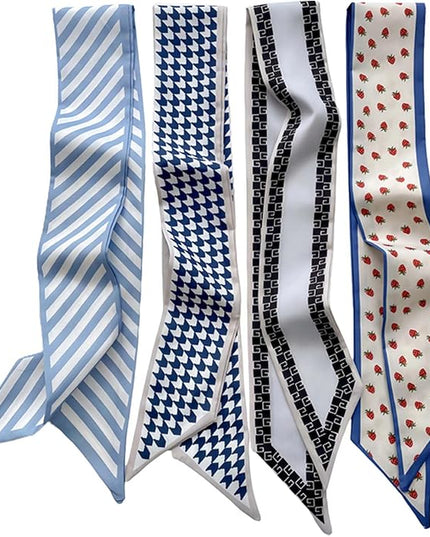 24PCS Fashion Scarves for Women Multifunctional Neck Scarves Purse Scarf Headbands for Bags Hair Accessories