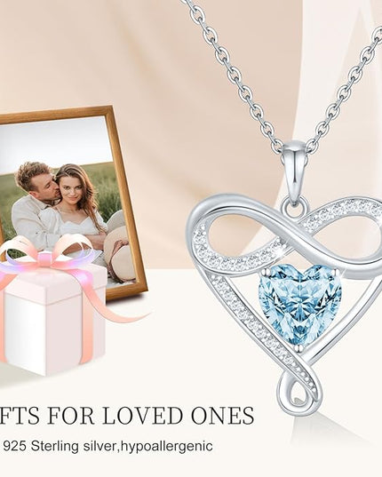 925 Sterling Silver Infinity Necklace - Exquisite Silver Jewelry for Women, Love Heart Necklace for Birthday, Anniversary, Valentine’s Day - Ideal Gift for Girlfriend, Wife, Mom, or Her