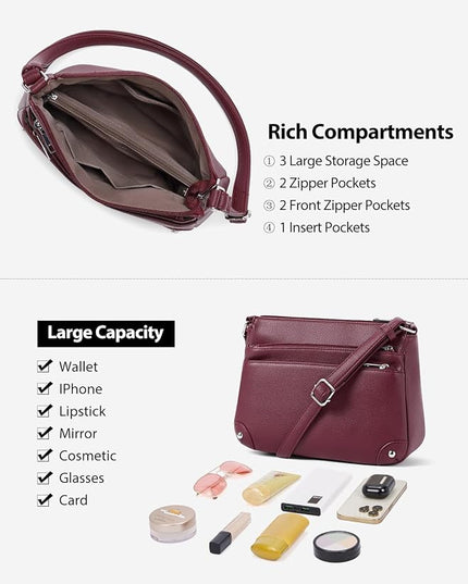WESTBRONCO Crossbody Bags for Women, Medium Size Shoulder Handbags, Satchel Purse with Multi Zipper Pocket