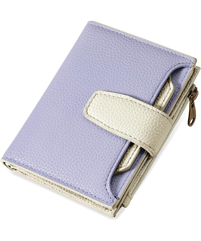 Airkit Small Wallet Women RFID Blocking Soft Leather Bifold Compact Card Holder Wallet for Women with Zipper Coin Pocket 4 ID Window