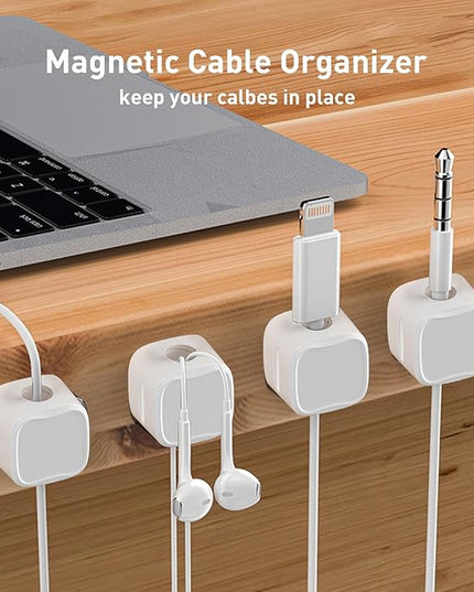 12 Pack Cable Clips, Cord Organizer, Cord Holder for Nightstand, Magnetic Cord Organizer, Strong Adhesive Charging Cable Keeper, Clip Holder