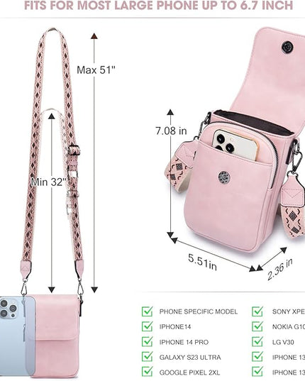 POIUGOYA Small Crossbody Bags for Women Trendy,Leather Triple Compartment Cell Phone Crossbody Wallet Purses with Card Slots