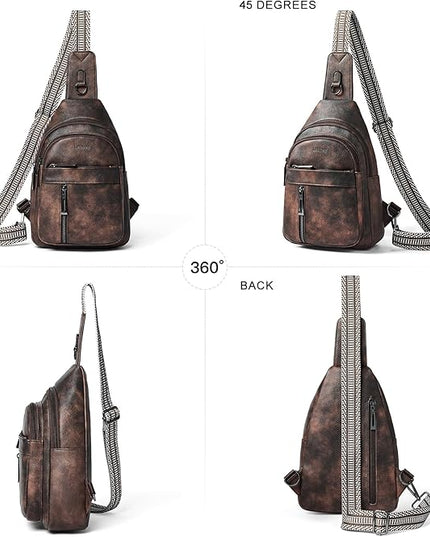 7L Sling Bag For Women Men Backpack Fanny Pack Crossbody Chest Travel Shoulder Belt Bags Purse Handbag PU Leather
