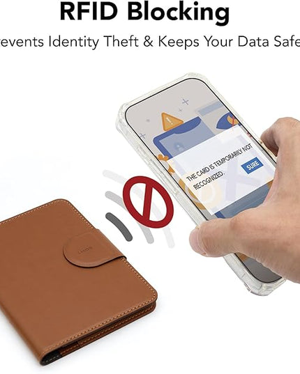 LHiDS Leatherette Passport Holder with RFID Protection, Premium PU Leather, Snap Button Closure, Travel Passport Wallet Cover for Passport, Boarding Passes, Business Cards, Cash (Classic Brown)