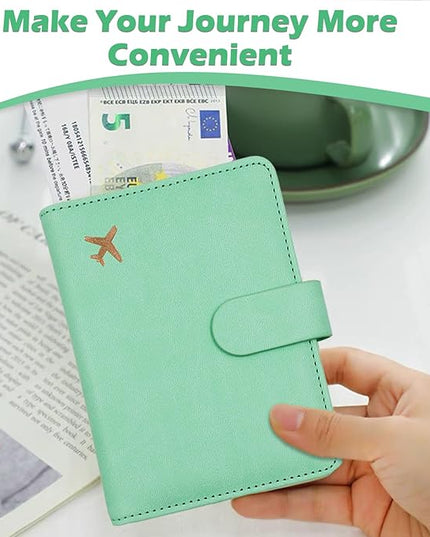 Melsbrinna Rfid Passport Holder for Travel women/Men, Cute Passport Wallet Rfid Blocking Card Slots, Rfid Passport Cover/CaseTravel Wallet, Passport Book Holder (1, Green3)
